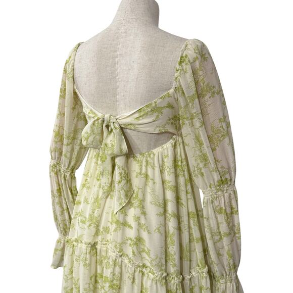 Urban Outfitters Size S Lanette Toile Fairy‎ Print Mini Dress Cream Coquette Elf - Picture 6 of 12